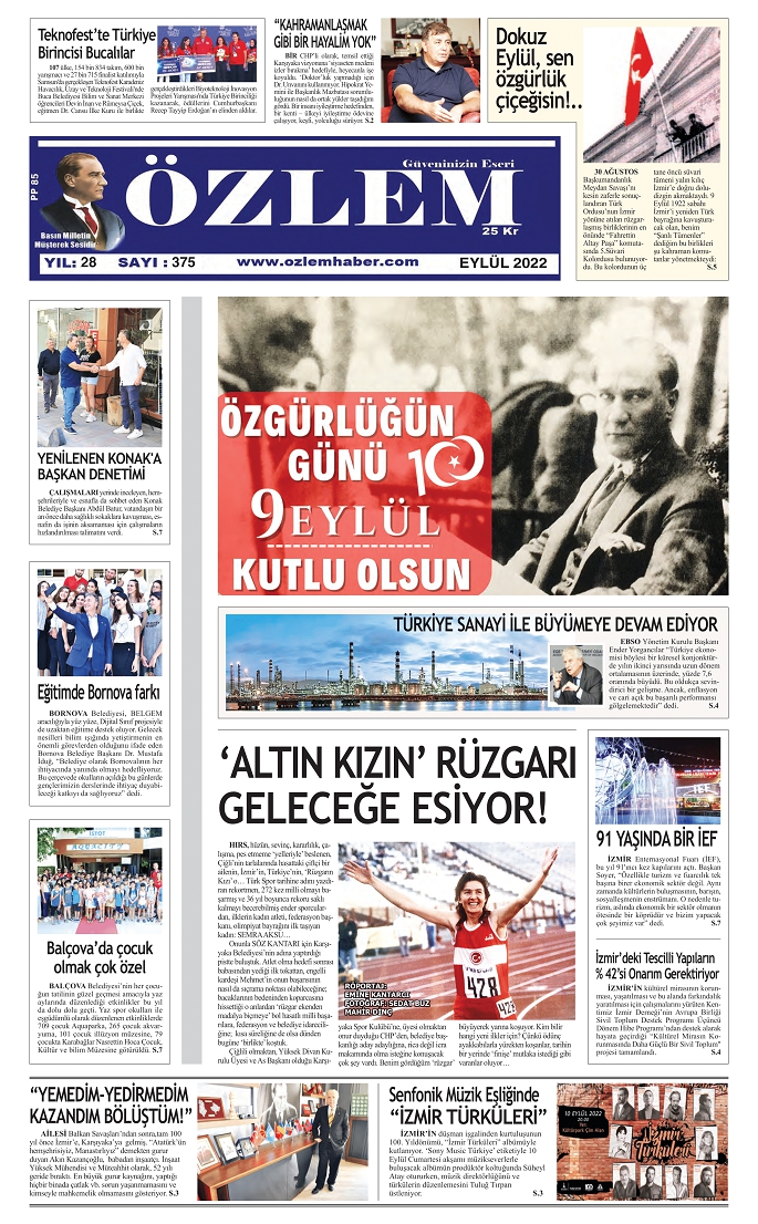 Özlem Gazetesi Eylül 2022 Sayısı çıktı