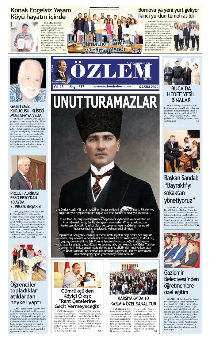 Özlem Gazetesi Kasım 2022 Sayısı çıktı