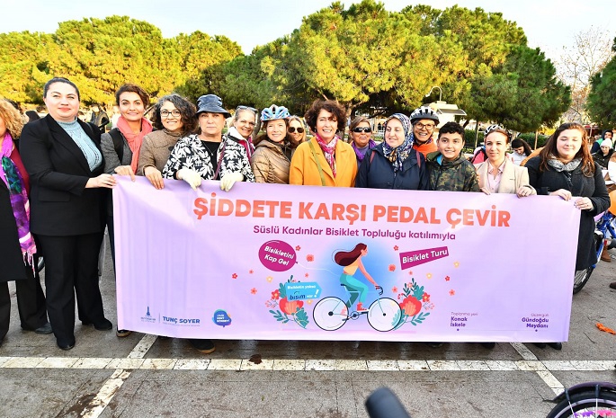 Şiddete karşı farkındalık için pedal çevirdiler